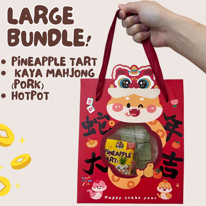 CNY 2025 LARGE BUNDLE: Mini Pineapple Tarts + Kaya Mahjong (PORK) + HOTPOT