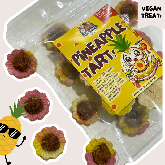 CNY 2025: Mini Pineapple Tarts for Furkids (a VEGAN treat for dogs, cats, rabbits, guinea pigs, and hamsters)!