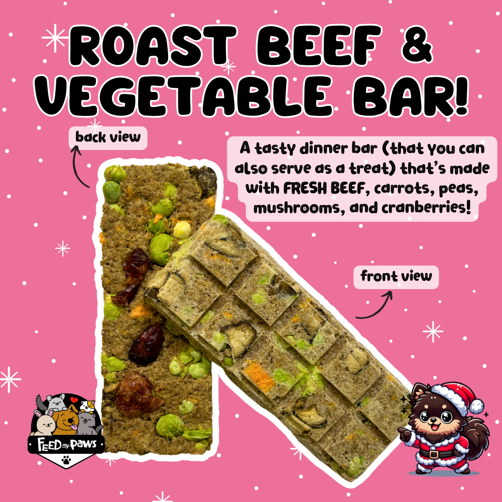 Boxing Day SALE 2024: Freeze-dried cooked Roast Beef & Vegetable Bar for Dogs & Cats!